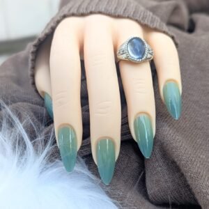 24pcs Green Glossy Almond Press On Nails